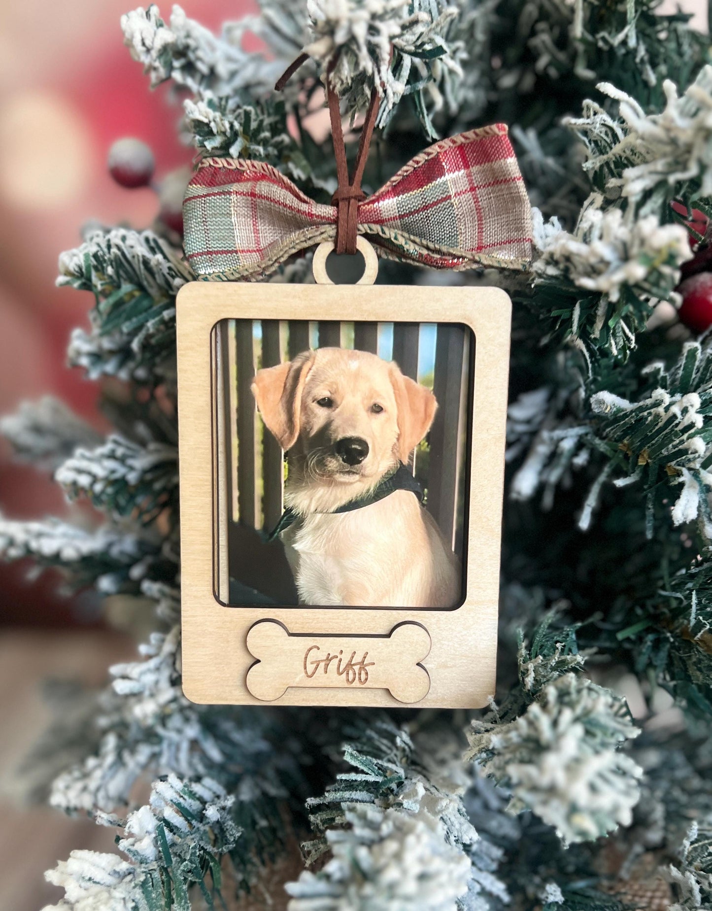 Personalized Dog Photo Frame Ornament, Christmas Ornament, Custom Dog Name Ornament, Dog Mom Gift, New Puppy Gift, Pet Lover
