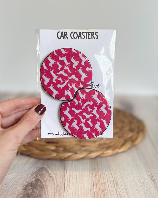 Dachshund Car Coaster Set, Weiner Dog, Doxie Lover, Dog Mom Gift, Car Accessories, Cup Holder