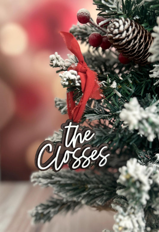 Personalized Last Name Ornament, Family Christmas Gift, Newlywed Present, Custom Christmas Decor, Holiday, Gift for Couple, Gift Tag