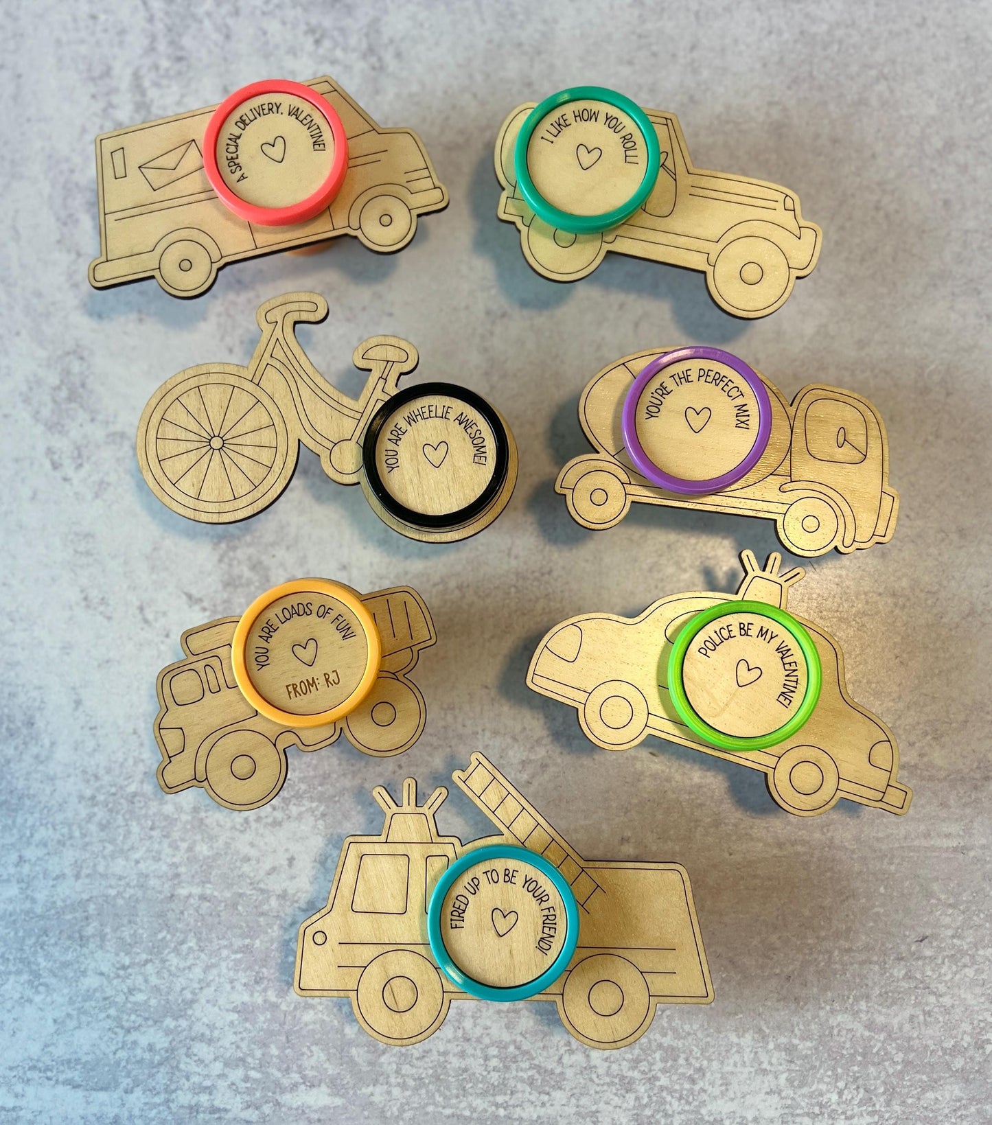 Personalized Play-Doh Valentines Cards for Class, Custom Toddler Vehicle Vday Gifts, Class Card Exchange, Kindergarten, Fire Truck